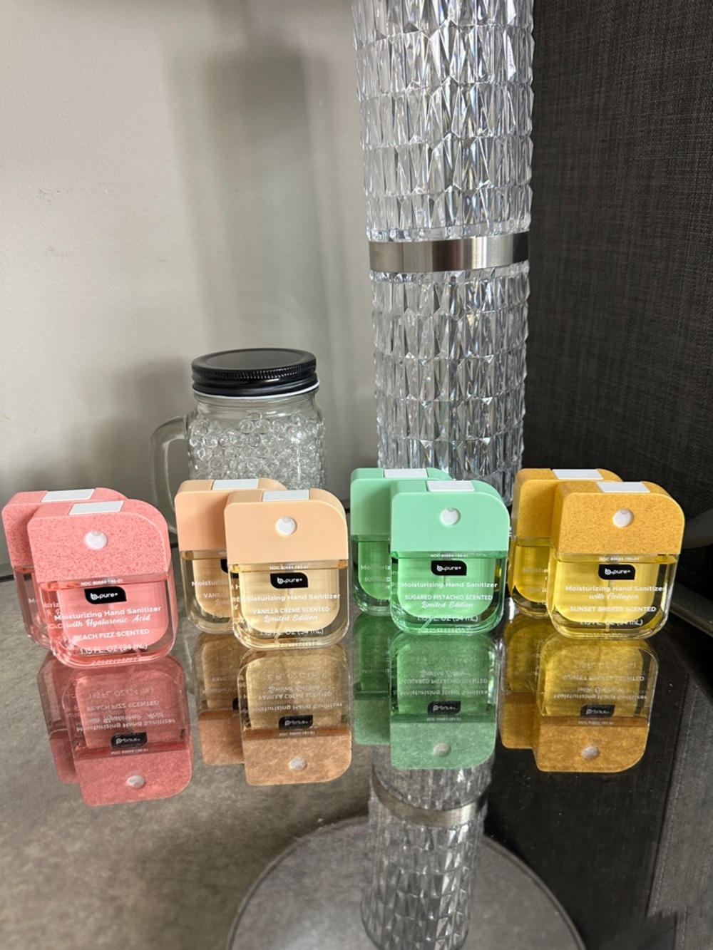 Set of Eight Pocket Foaming Hand Sanitizers - Peach, Pistachio, Vanilla & Sunset